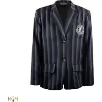 Cinereplicas Woensdag Nevermore Academy Zwart Gestreepte Blazer Jas Pak