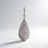 Cavill - Zilveren Hanger 925 Sterling Zilver Geplatineerd - 2,29 ct Roze Toermalijn - Druppelvormige Dameshanger met Zirconia