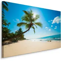 Karo-art Schilderij - Strand met palmbomen, multi-gekleurd, scherpe print