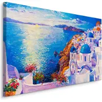 Karo-art Schilderij - Griekse zee, blauw, premium print