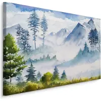 Karo-art Schilderij - Berglandschap (print op canvas), 4 maten, multi-gekleurd, wanddecoratie
