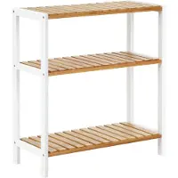 Nancy's Gads Hill Schoenenrek - Schoenenplank - Bamboe - Rekje - 3 Niveaus - Wit - Beige - 60 x 26 x 66 cm