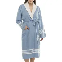 Lalay Gevoerde hamam badjas Krem Sultan air blue van Lalay