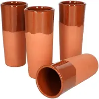 MamboCat Set van 4 klei mokken 330ml gedeeltelijk geglazuurd - 12968