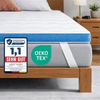 Komfortec Topper 180x200x7.5 cm – Traagschuim met Gel - Topdekmatras - Orthopedisch - Wasbare Aloë Vera Hoes