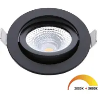 EcoDim - LED Spot - Inbouwspot - ED-10023 - 5W - Waterdicht IP54 - Dimbaar - Dim to Warm - Warm Wit 2000K-3000K - Mat Zwart - Aluminium - Rond - Kantelbaar