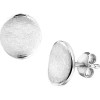 Trendjuwelier huiscollectie Oorknoppen Gescratcht Zilver Gerhodineerd Glanzend 10 mm x 9 mm