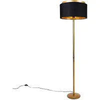 QAZQA Moderne vloerlamp goud met kap zwart met goud - Simplo