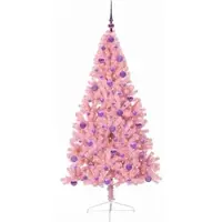 vidaXL Kunststof Voorverlichte Kerstboom met 300 LED Roze 180 cm PVC