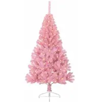 vidaXL Kunststof Voorverlichte Kerstboom met 150 LED Roze 120 cm PVC