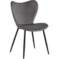 CLP Maika Eetkamerstoel - klassiek - keukenstoel - met rugleuning en zwart metalen frame - maximaal 150 kg - Fluweel/donkergrijs