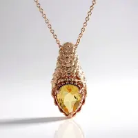 Cavill - Zilveren Halsketting 925 Sterling Zilver - Citrien 1,287 ct Peervormig - Rosé Verguld - Elegant Geel Sieraad 45 cm