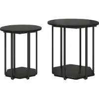 vidaXL Bijzettafelset 2 st Zwart Eiken 50 x 50 x 50,5 cm