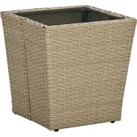 vidaXL Theetafel 41,5x41,5x43 cm poly rattan massief acaciahout grijs