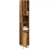 vidaXL Badkamerkast 30x30x190 cm bewerkt hout oud houtkleurig