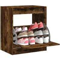 vidaXL Schoenenkast met 4 klaplades 80x21x163,5 cm gerookt eikenkleur