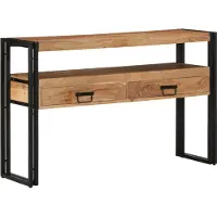 vidaXL Wandtafel met lade Bruin 120 x 33 x 75 cm Massief Acacia Hout