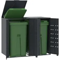vidaXL Opbergruimte voor enkele afvalbak antraciet 69x79x117 cm staal