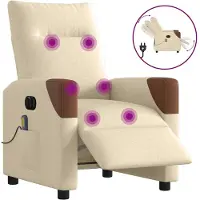 vidaXL Fauteuil verstelbaar stof crèmekleurig