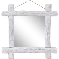 vidaXL Spiegel houtblokken 50x50 cm gerecycled teakhout naturel