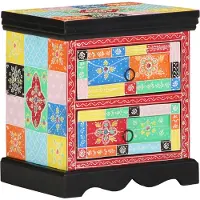 vidaXL Nachtkastje 2 st Multikleur 40 x 35 x 45 cm Massief Mango Hout