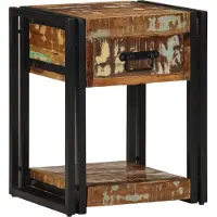 vidaXL Nachtkastje met lade 40 x 35 x 50 cm Massief Gerecycleerd Hout