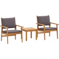 vidaXL Tuinset met 3 tuinstoelen, elk met 2 zitplaatsen, antracietkleurig, gemaakt van massief acaciahout