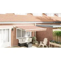 vidaXL Electric Awning 3,5 x 2,5 m Oranje grijs blauw en wit gestreept