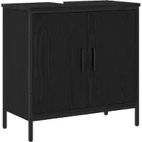 vidaXL Wastafel kabinet voor de badkamer Zwart Eiken 60 x 30 x 60 cm