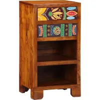 vidaXL Floraal Einde Tafel met lade met opslag Bruin 40 x 35 x 75 cm