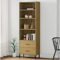 vidaXL Boekenkast met 2 lades OSLO 60x35x180 cm massief hout wit