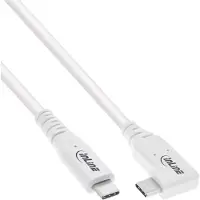 InLine USB4-kabel, USB-C, haaks aan één kant, PD 240W, 8K60Hz, TPE, wit, 1,5m