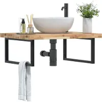 vidaXL Badkamer wandschap staal en massief acaciahout