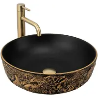 REA - Babilon - Wastafel - Zwart/Goud - 42X42X13Cm