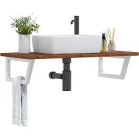 vidaXL Badkamer wandschap staal en massief eikenhout
