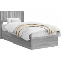 vidaXL Bedframe met opbergruimte en hoofdbord Grijs Sonoma 90 x 190 cm
