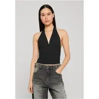Urban Classics Halternecks - Ladies Polyamide Jersey Neckholder Top - XS tot L - voor Vrouwen - zwart - Maat S