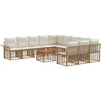 vidaXL Buiten bank set 12 st Natuurlijk en Crème Wit Polyester