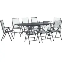 vidaXL Tuin Eettafel Set 9 st Antracietkleurig Mesh en Staal