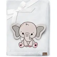 Be Mammy Babydeken - Dekbed - Kinderdeken - Wiegdeken - Dekentje Baby - 76 x 102 cm - Lichtgrijs - olifant - BE-BE20-168-BBL