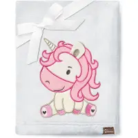 Be Mammy Babydeken - Dekbed - Kinderdeken - Wiegdeken - Dekentje Baby - 76 x 102 cm - Lichtgrijs - Eenhoorn - BE-BE20-168-BBL