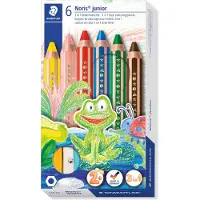 Staedtler Kleurpotlood Buddy, 3 in 1, kartonnen etui, 6 gesorteerde kleuren + puntenslijper