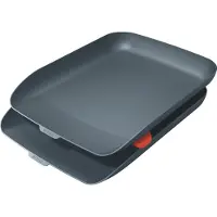 Leitz Cosy Set Van 2 Brievenbakken - Brievenbakjes Voor A4- En C4-Formaten - Ideaal voor Thuiskantoor/Thuiswerken - Fluweel Grijs