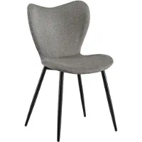 CLP Maika Eetkamerstoel - klassiek - keukenstoel - met rugleuning en zwart metalen frame - maximaal 150 kg - Stof/grijs