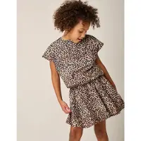 Tumble 'n dry T-shirt met panterprint bruin Meisjes Katoen Ronde hals Dierenprint - maat 158