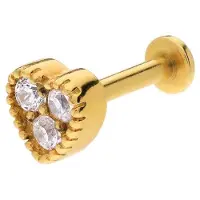 Lucardi - Dames Stalen goldplated helixpiercing met zirkonia - Piercing - Staal - Goudkleurig
