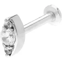 Lucardi - Dames Stalen helixpiercing met zirkonia - Piercing - Staal - Zilverkleurig
