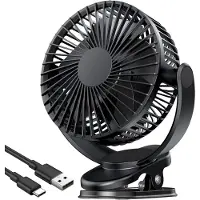 VHV - Clip ventilator - kleine USB tafelventilator - draagbare mini ventilator 5000 mAh 3 standen 360° verstelbaar met clip - voor bureau, kinderwagen, bed en kantoor