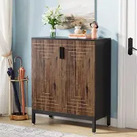 Tribesigns Schoenenkast – 5 Lagen Schoenenrek – 80x38x95cm - Schoenenkast met 2 Deuren en Verstelbare Planken – MDF - Bruin