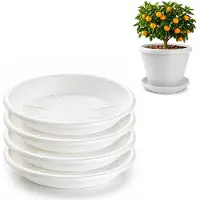 PlasticForte plantenpot onder schotel / opvang schaal - 4x - wit - dia 40 cm - Kunststof - voor een pot met dia 45/50 cm
